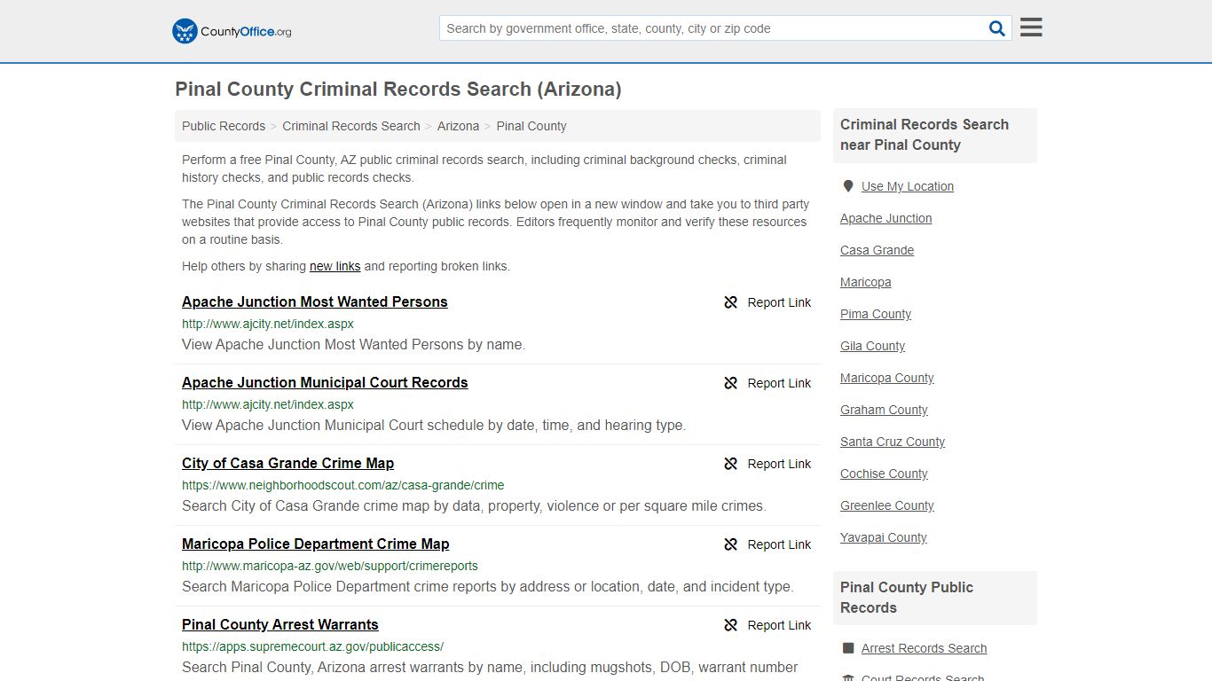 Criminal Records Search - Pinal County, AZ (Arrests, Jails ...